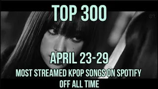 TOP 300 MOST STREAMED KPOP SONGS ON SPOTIFY OF ALL TIME (APRIL 23-29)
