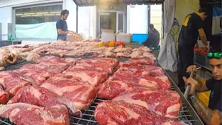 Argentina Street Food. Huge Grills of Juicy Ribs, Sausages and more Meat