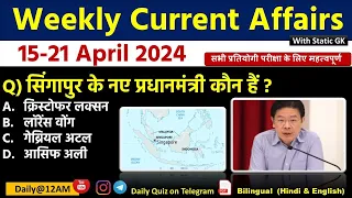 Daily Current Affairs| 21 April Current Affairs 2024| Up police, SSC,NDA,All Exam #trending