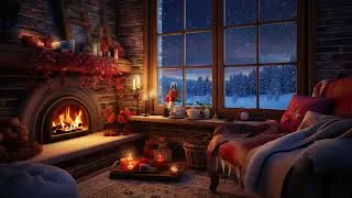 Winter Wonderland | Cozy Room Fireplace Sounds with Snowfall Ambience for Relaxation