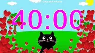 40 Minute 💗 Valentine's Day Cat Countdown Timer - Cute!