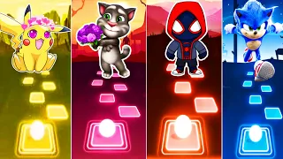 Pikachu vs Talking Tom vs Spiderman vs Sonic Exe - Tiles Hope EDM Rush Unbelievable 😱 gameplay 😱