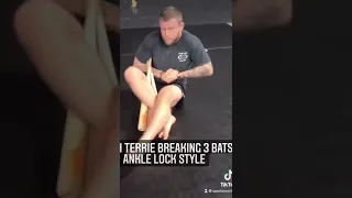 Man break 3 baseball bats ankle lock style (insane) #shorts