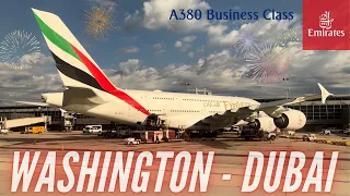 Trip Report | Best A380 Business Class! | Washington - Dubai | Emirates Business Class | Airbus A380