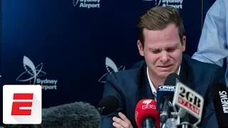 Banned Australia cricketer Steven Smith cries during emotional news conference | Cricinfo | ESPN