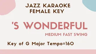 'S wonderful (Ella Fitzgerald)  - Jazz KARAOKE (Instrumental backing track) - female key