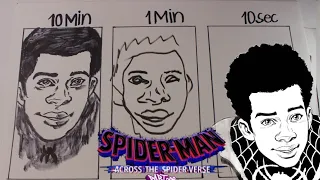 Drawing Miles Morales in 10 MINUTES, 1 MINUTE & 10 SECONDS!