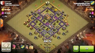 Clash of Clans TH7 vs TH8 Hog Rider Clan War 3 Star Attack