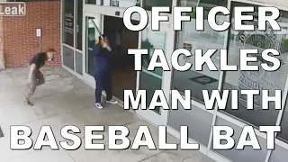 WEST CONIVA OFFICER TACKLES MAN WITH BASEBALL BAT AT POLICE STATION! || ViralYesterday