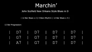 John Scofield Style Backing Track - Marchin' - New Orleans Style Blues in D