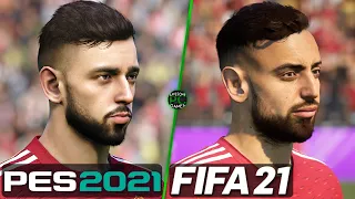 FIFA 21 vs PES 2021 - Manchester United Player Faces Comparison