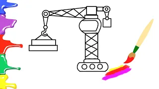 How to Draw and Color a Tower Crane: Як намалювати і розфарбувати Підйомний Кран
