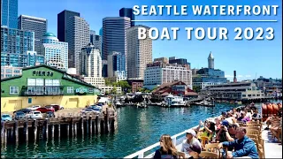 🇺🇸 Seattle Waterfront Boat Tour 2023 | Seattle Harbor Cruise on Elliott Bay | Seattle Architecture