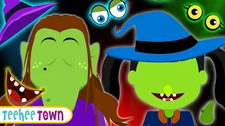 Spooky Witch Finger Family Halloween Song + Scary Skeleton Songs For Kids | Teehee Town