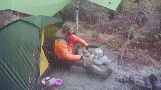 CAMPING in RAIN with TENT and TARP