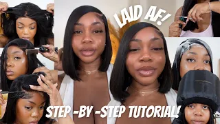 B.O.B SO THEY CALLING YOU BOB!! 💇🏾‍♀️*DETAILED*4X4 CLOSURE SIDE PART BOB INSTALL ft.JESSIE S HAIR