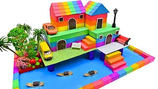 Satisfying Video | How To Make Rainbow House Has Pool with Kinetic Sand, Slime, Cars ASMR #329