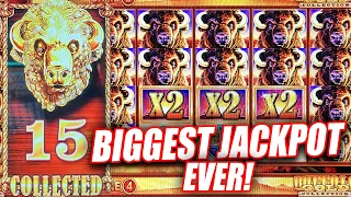 BIGGEST JACKPOT EVER ON BUFFALO GOLD ★ ALL 15 HEADS ➜ MAX BET HIGH LIMIT JACKPOT!