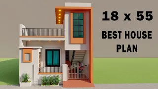 3D 18 by 55 bike parking house plan,3 Bedroom house,3D kam se kam kharche ka makan