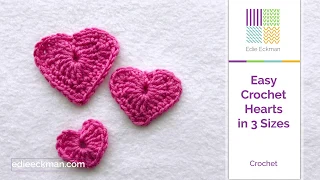 Easy Crochet Hearts in 3 Sizes