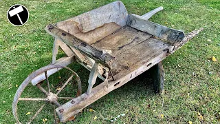 Very damaged wooden Wheelbarrow Restoration