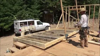 Building cabin with lumber milled from woodland mills HM126| Framing walls episode 16