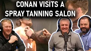 Conan Visits A Spray Tanning Salon & Gets A Weave REACTION | OFFICE BLOKES REACT!!