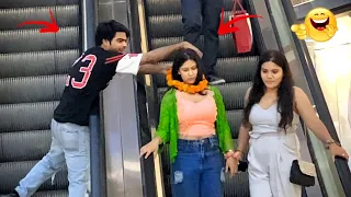 VARMALA 😱PRANK ON CUTE GIRLS ESCALATOR | Amazing Reaction | Prank On Cute Girls