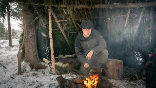 Overnight Camping During Snowstorm at the Shelter