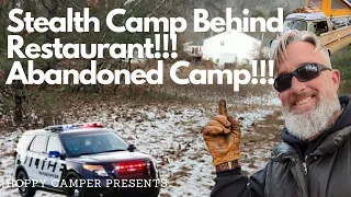 Winter Stealth Camping Behind Restaurant!! Had to Abandon my Camp! Sketchy Close call with Police!!!