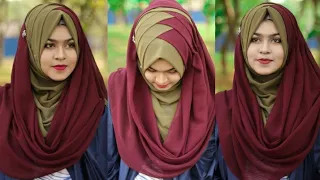 Criss Cross Hijab style with chiffon/Jorjet Hijab(Full Coverage)