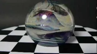 Eickholt Art Glass Paperweight 81 Ice Planet w Rainbows