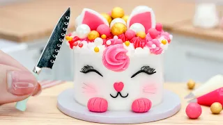 Tasty Miniature Cat Birthday Buttercream Cake Decoration 😸 Most Satisfying Miniature Fondant Cake