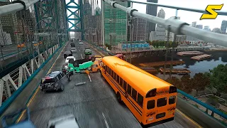 GTA 4 Car Crashes - School Bus Crash Testing Real Car Mods Ep.11