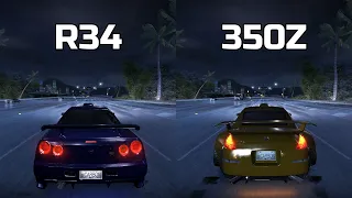 Nissan Skyline GTR R34 vs Nissan 350Z - Need for Speed Carbon (Drag Race)