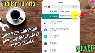 How To Fix Apps That Keep Crashing ||Apps Automatically Closing Suddenly On Android 2023