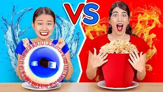 ГОРЯЧАЯ ЕДА VS ХОЛОДНАЯ || Попробуйте не есть 24 часа! Девушка-огонь vs девушка-лед от 123 GO! FOOD