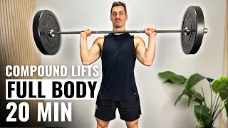 20 Min BARBELL FULL BODY WORKOUT COMPOUND EXERCISES | Follow Along