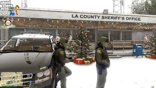 GTA V - LSPDFR 0.4.9🚔 - LSSD/LASD - 🎅Sheriff Christmas Snow Patrol - 4K