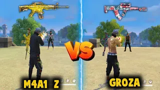 M4A1 - Z VS WINTERLAND GROZA DAMAGE ABILITY TEST | BEST GUN FOR LONG RANGE FIGHT - GARENA FREE FIRE