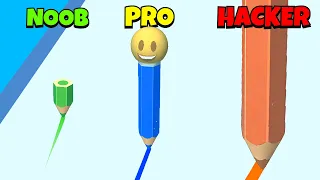 🤢 NOOB 😎 PRO 😈 HACKER | Color Pencil Run: Drawing Game | iOS - Android APK