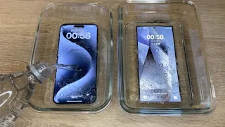 iPhone 15 Pro Max vs Samsung Galaxy S24 Ultra SPARKLING WATER FREEZE Test! Will It Survive