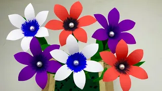 3 Beautiful Paper Flower Making | Home Decor | Paper Crafts For School | Paper Flowers | Paper Craft