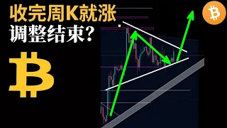 比特币行情分析，BTC 收完周K就涨，调整结束的信号？(BTC/ETH/比特币/以太坊/bitcoin/ethereum行情分析)