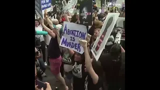 Reaction by pro-lifers at the Supreme Court after the reversal of Roe v. Wade