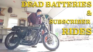 Replacing the CB750's dead motorcycle battery & SUBSCRIBER RIDES!!!