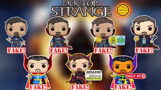 Comparisons of all 10 fakes by Funko POP! Doctor Strange!