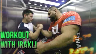 Levan returns to training with Irakli Part 1 - Irakli lifting big weights! [With Subtitles]