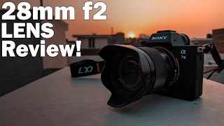 Sony 28mm f2 lens review with Video samples with A7iii | Price in India | Hindi