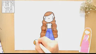 Как нарисовать девочку принцессу с мячиком Няня Уля Рисование для детей 2+